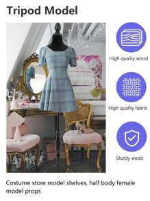 Female Mannequin Body With Wooden Tripod Stand, 50-63 Inch, Portable And Adjustable Dress Form For Sewing, Clothing Display, Photographing, Black - màu đen - Xem 5