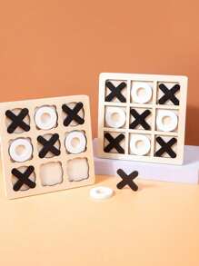 1套橙色木質tic Tac Toe積木棋盤遊戲,附有xo拼圖,適用於兒童智力教育桌上遊戲
