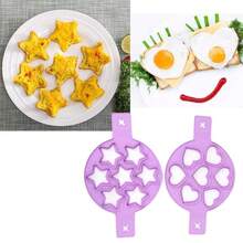 Molde de Silicona para Pancakes con Forma de Estrellas Antiadherente y Resistente al Calor Ideal para Desayunos Creativos en Sartén - Morado - Ver 2