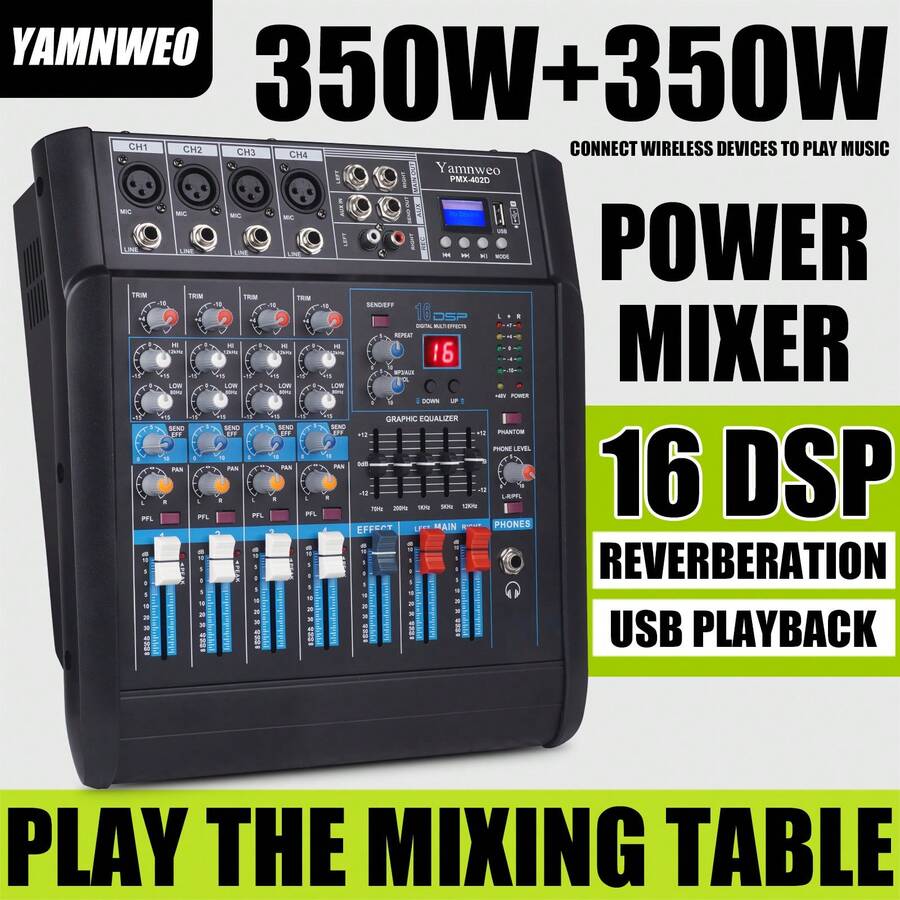 NGUVMN Mesa de mezclas, interpretación instrumental, karaoke, voces, tarjeta de sonido integrada, grabación con teléfono móvil, reverberación Bluetooth, sin cables - Multicolor - Ver 1