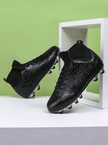 Teenage Outdoor Training Long Spikes Soccer Cleats, Sports Running Sneakers - Black - View 5