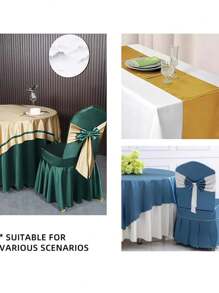 1pc Blue DIY Solid Color Satin Fabric, Suitable For Gift Wrapping, Dress, Shirt, Cheongsam, Wedding Dress And Room Decoration - Blue - View 4