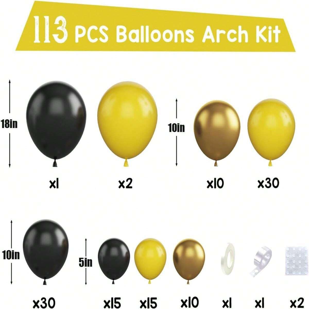 156-Piece Balloon Arch Kit With Red Blue Yellow Black White Balloons - Superhero Gaming Theme Party Decor