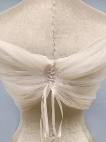 1pc Asymmetrical Design Adjustable Mesh Shawl For Women, Wedding, Party Halloween Fall Clothes For Women