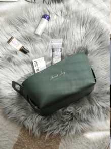 Faux Leather Foldable Storage Bins With Handles, Collapsible Baskets For Home Organization Desktop Storage Basket Cosmetic Mask Basket Dressing Table Storage Basket Entrance Coffee Table Snack Storage Box (Random English Printing) - Classic Style - View 10