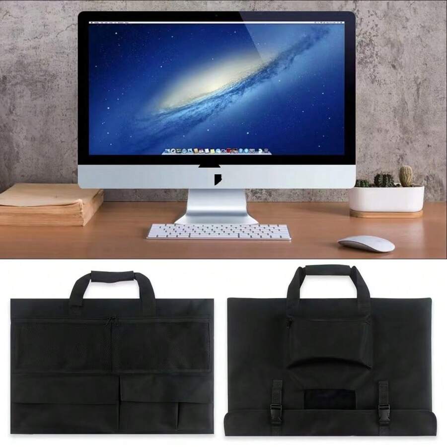 Túi đựng màn hình hiển thị máy tính để bàn 24 inch mới, Túi đựng phụ kiện máy tính xách tay đa chức năng cho máy tính để bàn đa năng, Túi lưu trữ du lịch máy tính đa năng di động; Thích hợp cho máy tính để bàn iMac 24 inch và các màn hình khác, bảo vệ tốt hơn chống bụi, bẩn, trầy xước. - màu đen - Xem 1