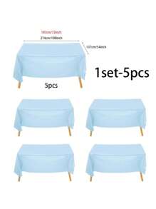 5 chiếc khăn trải bàn tiệc dùng một lần, nhựa PE, màu xanh nhạt, bàn tráng miệng sinh nhật, đồ trang trí tiệc, giáng sinh - Màu xanh nhạt - Xem 6