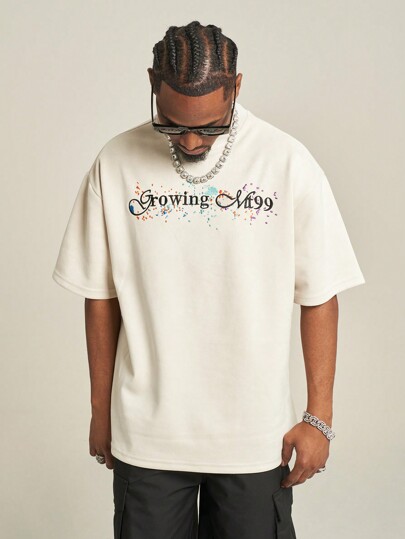 MT99 Canottiera rialzata con ricamo MT99, Maglietta girocollo color albicocca per coppie