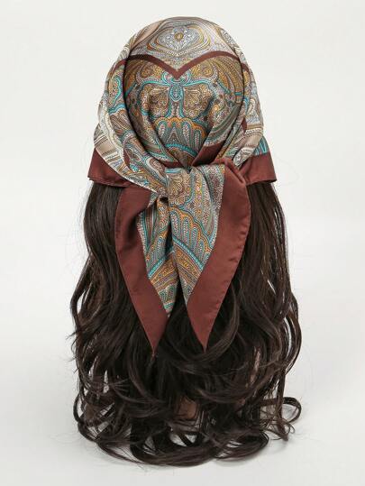 1 件女士佩斯利花卉印花围巾、头带、发饰，适合日常使用丝巾