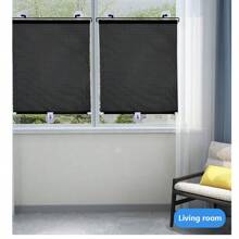 Heat Insulation Blackout Roller Blinds Retractable Balcony Sun Shade Kitchen Window Curtains With Suction Cups For Indoor Home Bedroom Living Room Office Privacy Curtain, 4 Sizes - Black Dots - View 11