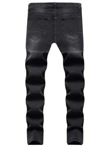 Men's Distressed Stretch Skinny Jeans, Casual Streetwear Slim Fit Pants, Grunge
