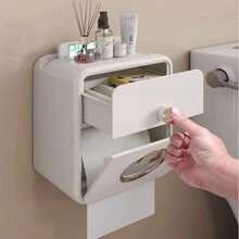 Toilet Tissue Box Waterproof And Non Perforated Toilet Paper Drawer Toilet Paper Box Toilet Paper Storage Rack Creative Roll Paper Box - Multicolor - View 2