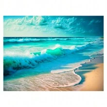 1 قطعة لوحة الماس 5D اصنعها بنفسك مناظر شاطئ البحر وشجرة جوز الهند المكتملة مربع أو دائري تجميع الماس شلال المشهد الجبلي للبالغين مناسب للمبتدئين ديكور المنزل