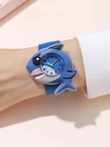 Reloj de cuarzo infantil con diseño lindo de tiburón - Azul Marino - Ver 3