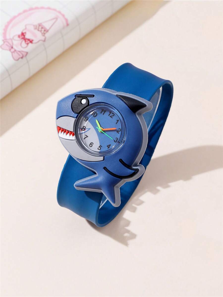 Reloj de cuarzo infantil con diseño lindo de tiburón - Azul Marino - Ver 1