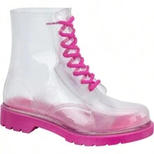 Botas Bota De Lluvia Transparente Dama Color Rosa - Rosa - Ver 1