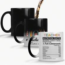 1 PC Custom Mug Cafe Personalized Coffee Mug - Design Custom Mug, Customize Teacher Name Novelty Heat Induction Magic Color Changing Mug Gift Tea Cup Suitable For Graduation Season Teacher's Day Gift Memorial Mug For Teachers 11 Oz.
