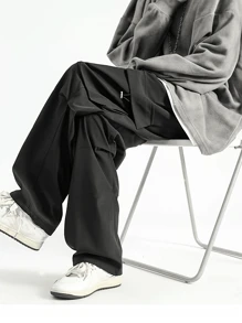 Functional Streetwear Cargo Pants With Large Pockets For Men - Black - View 2