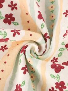 2 件 Ditsy Floral 女士长袖睡衣和睡裤，柔软家居服套装春秋 - 米色 - 查看 6