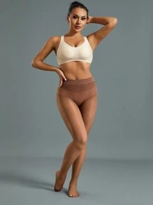 1件装女士40D性感透明连裤袜，舒适 - 咖啡棕 - 查看 3