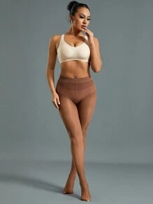 1件装女士40D性感透明连裤袜，舒适 - 咖啡棕 - 查看 4