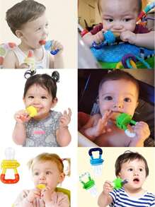 2 Piezas Chupón Papilla Fruta Para Bebé Chupete Estrellas Con Tapa Mordederas Alimentador Silicona Colores Suave Reusable Reutilizable Para Frutas Verduras