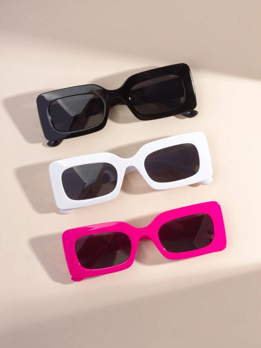 3 件装儿童时尚方形眼镜 - 彩色 - 查看 1