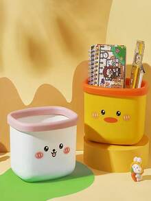 Bonita papelera de escritorio con diseño de dibujos animados, papelera de dormitorio/sala de estar, pequeña papelera de escritorio de oficina, contenedor de basura para el coche - Multicolor - Ver 2