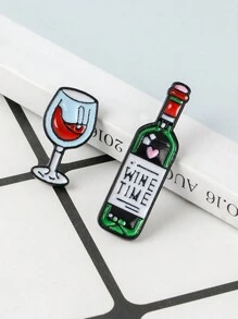 QIHOO 2 chiếc RƯỢU THỜI GIAN Rượu Và Thủy Tinh Men Thổ Cẩm Túi, Quần Áo Có Cổ Lật Huy Hiệu, Hoạt Hình Món Quà Trang Sức - Nhiều màu - Xem 5