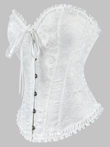 1入復古刺繡蕾絲女士束身上衣，後繫綁帶、束腰、支撐腹部、骨架服飾，適用於晚會，婚禮，體型塑造