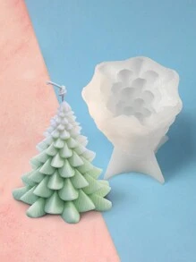 1 件圣诞树叶蜡烛硅胶模具，蜡融化石膏模具，手工制作 DIY 圣诞树硅胶模具 - 無色 - 查看 4