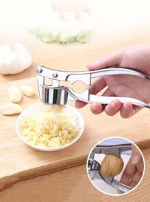 1pc Stainless Steel Garlic Press Manual Crusher Handheld Ginger Kitchen Tool,Corkscrew,Chopped And Crushed Ginger, Nuts, Garlic, Walnuts