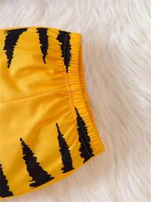 Conjunto informal para bebé niño de otoño/invierno con camiseta de manga larga con estampado de tigre + pantalones con estampado de tigre, lindo conjunto - Amarillo - Ver 5