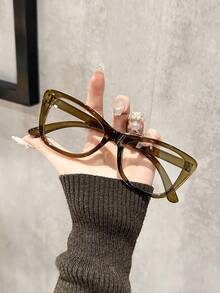 1 pieza Gafas elegantes y estéticas de estilo coreano de alta gama transparentes para el uso diario, al aire libre, viajes, conducción, campamento, oficina y lectura, accesorios de gafas para mujeres - transparente - Ver 13