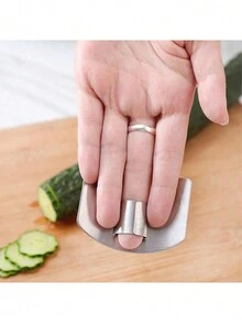 1 Pieza Protector De Dedos De Acero Inoxidable, Protector De Manos Con Forma De Arco Para Cortar Verduras Y Frutas, Protector De Cortador De Cocina - Una Herramienta De Seguridad De Metal Manual Para Cortar Y Picar - Plateado - Ver 5