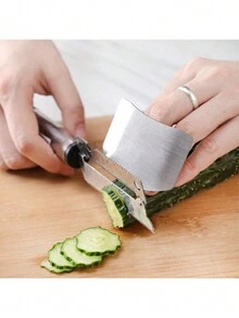 1 Pieza Protector De Dedos De Acero Inoxidable, Protector De Manos Con Forma De Arco Para Cortar Verduras Y Frutas, Protector De Cortador De Cocina - Una Herramienta De Seguridad De Metal Manual Para Cortar Y Picar - Plateado - Ver 4