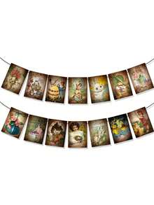 14pcs Victorian Style Party Decoration Fireplace Bunting Flag - Multicolor - View 5