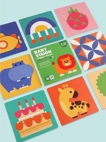 黑白对比卡 婴儿早教卡 新生儿视觉刺激卡 黑白追踪卡 彩色卡 礼物