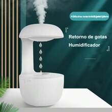 Humidificador de aire de gota de agua 800ml dispersador de aceite esencial Antigravedad luz nocturna pulverizador sin peso lámpara de mesa decorativa - Blanco - Ver 6