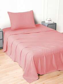 Set sábanas Individual diseño liso de color sólido para cama 3000 Hilos, 3 piezas / (1 Forro,1 Sábana/ 1 Funda) - Rosa - Ver 2