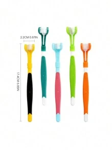 5 pièces Brosse à dents pour chien et chat, kit de brossage des dents pour chien. Brosse à dents pour chiots, brosse à doigt pour chien. Brosse à dents pour animaux de compagnie pour nettoyer les dents des chiens. Brosse à 3 côtés pour animaux de compagnie, nettoyage en TPR