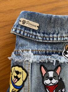 CHALECO ABRIGO HOODIE DENIM PARA MASCOTA PERRO Y GATO CAZADORA PUPPY - Azul - Ver 3