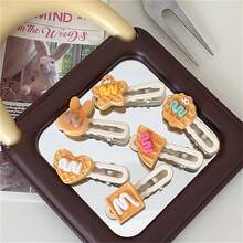 [6入組] 糖漿零食曲奇髮夾，可愛模擬髮夾，有趣女學生髮飾，側邊刘海夾為女性打造 - 彩色 - 查看 1