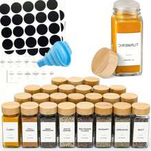4oz Glass Spice Jars With Labels, Spice Containers Set With Seasoning Shaker Lid, Kitchen Seasoning Storage Box - Bamboo Wooden Lid Spice Jar - View 10