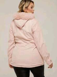 WOMEN'S PLUZ SIZE TWILL OVERCOAT PARK WITH PLUSH LINING - Rusty Rose - View 2