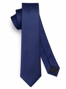 1 pieza Corbata delgada de moda de 6 cm de color azul marino para hombre, para boda y fiesta, formal, de negocios, corbata para decoración - Azul Marino - Ver 2
