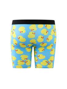 1pc Men's Fashion Cartoon Duck Pattern Printed Breathable Quick Dry Stretchy Boxer Briefs - Multicolor - View 3