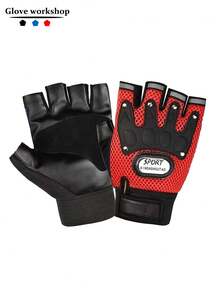 1 par de guantes de media mano para hombres, antideslizantes, transpirables y cómodos para ciclismo y deportes al aire libre - multicolor - Ver 10