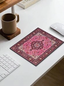 Pink Vintage  Rug Rectangular Mouse Pad - Soft, Smooth,  - Ideal For Office And Desk Use - Minimalist Style Perfect For Coasters - Ideal Gift - Multicolor - View 3