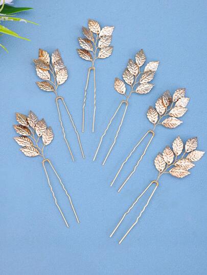 6 piezas Pasadores de pelo con decoración de hojas de moda para novia, para boda, fiesta y estilo bohemio